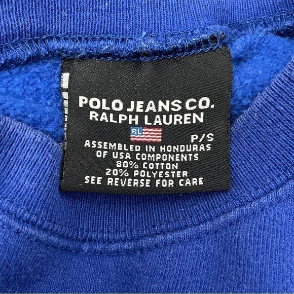 Vintage Polo Jeans Co Ralph Lauren blue flag sweatshirt small - Picture 8 of 8